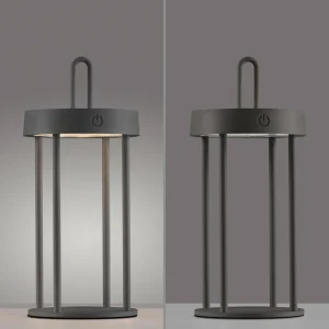 JUST LIGHT. Lampe de table LED rechargeable Anselm noir 28 cm Fer^ Lampes Décoratives