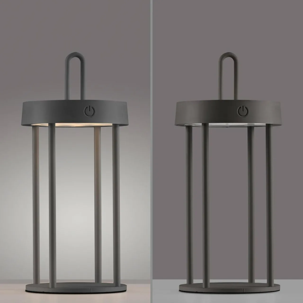 JUST LIGHT. Lampe de table LED rechargeable Anselm noir 28 cm Fer^ Lampes Décoratives