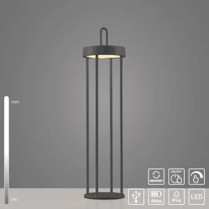 JUST LIGHT. Lampe de table LED rechargeable Anselm noir 50 cm Fer^ Lampes Décoratives