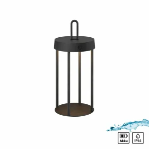 JUST LIGHT. Lampe de table LED rechargeable Anselm noir 28 cm Fer^ Lampes Décoratives