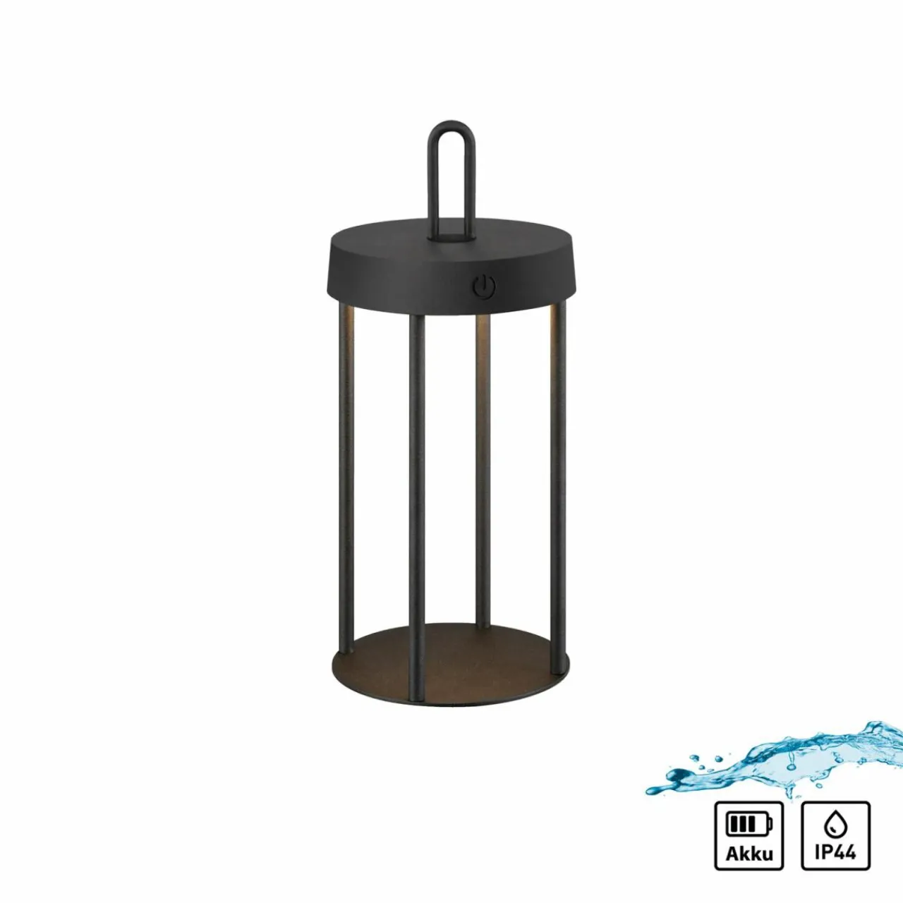 JUST LIGHT. Lampe de table LED rechargeable Anselm noir 28 cm Fer^ Lampes Décoratives