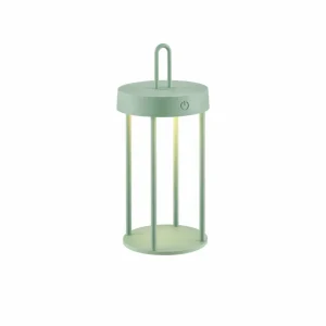 JUST LIGHT. Lampe de table LED rechargeable Anselm, vert, 28 cm, fer^ Lampes Décoratives