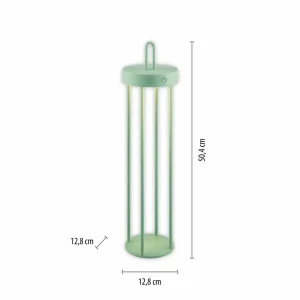 JUST LIGHT. Lampe de table LED rechargeable Anselm, vert, 50 cm, fer^ Lampes Décoratives