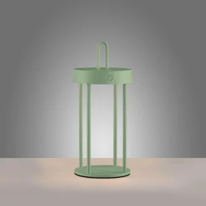 JUST LIGHT. Lampe de table LED rechargeable Anselm, vert, 28 cm, fer^ Lampes Décoratives