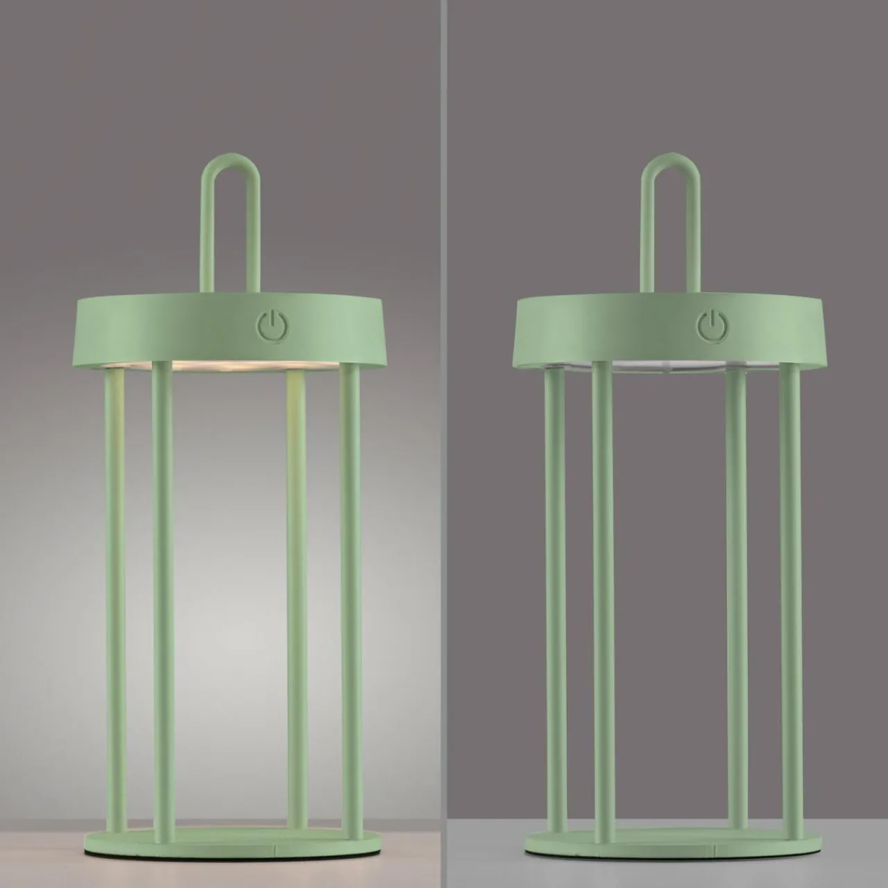 JUST LIGHT. Lampe de table LED rechargeable Anselm, vert, 28 cm, fer^ Lampes Décoratives