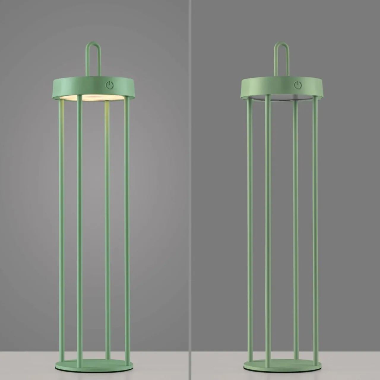 JUST LIGHT. Lampe de table LED rechargeable Anselm, vert, 50 cm, fer^ Lampes Décoratives
