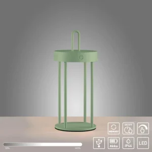 JUST LIGHT. Lampe de table LED rechargeable Anselm, vert, 28 cm, fer^ Lampes Décoratives
