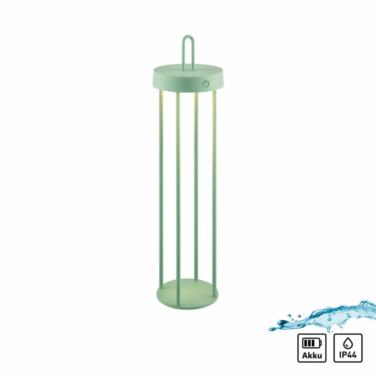 JUST LIGHT. Lampe de table LED rechargeable Anselm, vert, 50 cm, fer^ Lampes Décoratives
