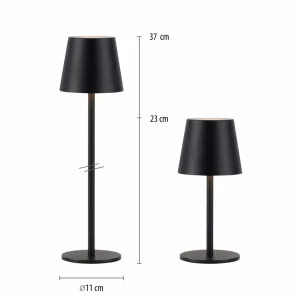 JUST LIGHT. Lampe de table LED rechargeable Euria, noir, fer IP54^ Lampes Décoratives