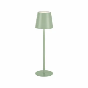 JUST LIGHT. Lampe de table LED rechargeable Euria, vert, fer, IP54^ Lampes Décoratives