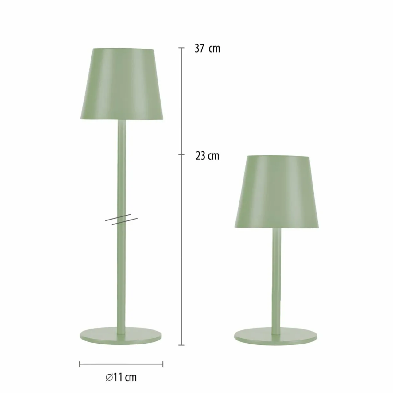 JUST LIGHT. Lampe de table LED rechargeable Euria, vert, fer, IP54^ Lampes Décoratives