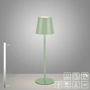 JUST LIGHT. Lampe de table LED rechargeable Euria, vert, fer, IP54^ Lampes Décoratives