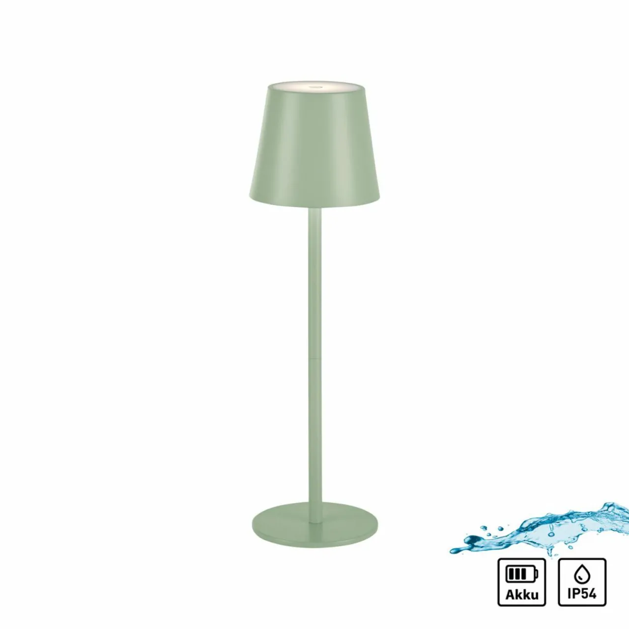 JUST LIGHT. Lampe de table LED rechargeable Euria, vert, fer, IP54^ Lampes Décoratives