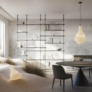 Karman lampadaire d'extérieur Lady D, hauteur 89 cm, blanc, fibre de verre^ Luminaires De Terrasse