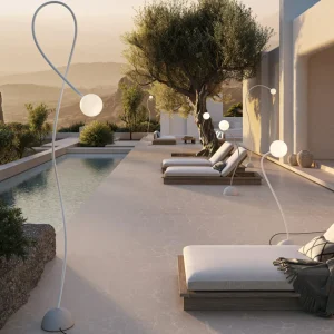 Karman Lampadaire d'extérieur Moony, blanc, Ø 15 cm, hauteur 145 cm PMMA^ Luminaires De Terrasse