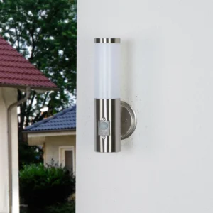 Lindby Kristof - applique extérieure inox avec détecteur^ Appliques D'Extérieur Avec Détecteur