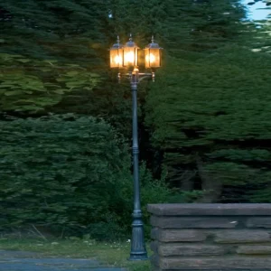 Konstsmide Lampadaire 3 lanternes MILANO en noir et argenté^ Lampadaires D'Extérieur