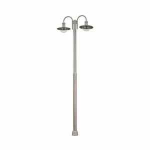 Lindby Lampadaire Damion en inox à 2 têtes de lampe^ Lampadaires D'Extérieur