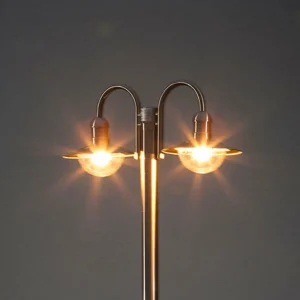 Lindby Lampadaire Damion en inox à 2 têtes de lampe^ Lampadaires D'Extérieur