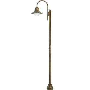 Moretti Luce lampadaire d'extérieur Felizia de 270 cm de haut en laiton antique^ Lampadaires D'Extérieur