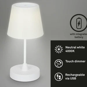 Briloner Lampe à poser LED rechargeable d'extérieur Campi, intensité variable, blanc^ Lampes Décoratives