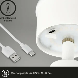 Briloner Lampe à poser LED rechargeable Kihi, blanc^ Lampes Décoratives