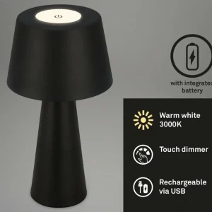 Briloner Lampe à poser LED rechargeable Kihi, noir^ Lampes Décoratives