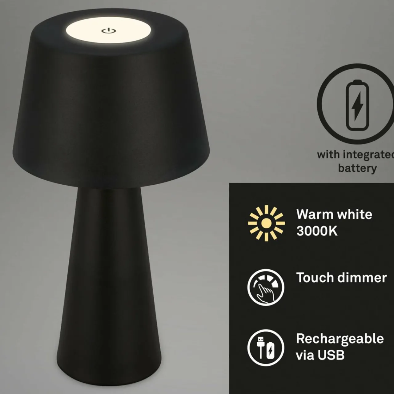 lampe__poser_led_rechargeable_kihi_noir_2.webp Briloner Lampe à poser LED rechargeable Kihi, noir^ Lampes Décoratives