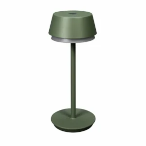 Konstsmide Lampe à poser LED rechargeable Lyon, vert/gris, IP54, variateur^ Lampes Décoratives