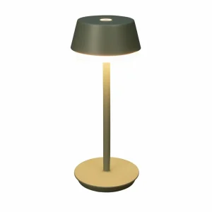 Konstsmide Lampe à poser LED rechargeable Lyon, vert/gris, IP54, variateur^ Lampes Décoratives