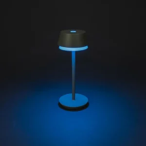 Konstsmide Lampe à poser LED rechargeable Lyon, vert/gris, IP54, variateur^ Lampes Décoratives