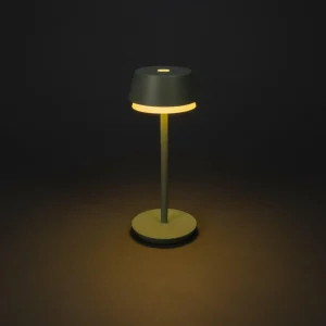 Konstsmide Lampe à poser LED rechargeable Lyon, vert/gris, IP54, variateur^ Lampes Décoratives