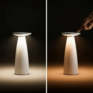 Sigor Lampe à poser LED rechargeable Nuflair, brun rouille, IP54, intensité variable,^ Lampes Décoratives