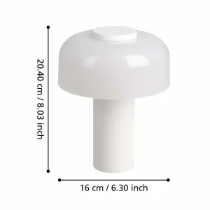 EGLO Lampe à poser LED rechargeable Ponente, Ø 16 cm, blanc, CCT, intensité^ Lampes Décoratives
