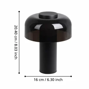 EGLO Lampe à poser LED rechargeable Ponente, Ø 16 cm, noir, CCT, intensité^ Lampes Décoratives