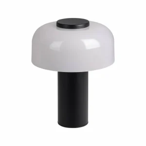 EGLO Lampe à poser LED rechargeable Ponente, Ø 16 cm, noir/blanc, CCT^ Lampes Décoratives