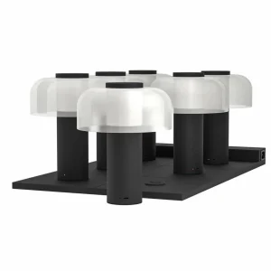 EGLO Lampe à poser LED rechargeable Ponente, Ø 16 cm, noir/blanc, CCT^ Lampes Décoratives
