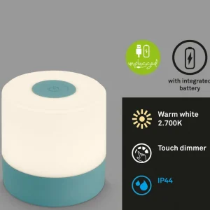 Briloner Lampe à poser LED rechargeable Smal, bleu, 2.700K, intensité variable^ Lampes Décoratives