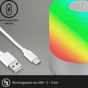 Briloner Lampe à poser LED rechargeable Smal, chrome, RGBW, plastique, 7 cm^ Lampes Décoratives
