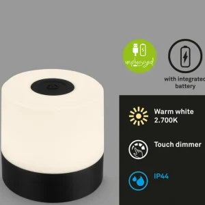 Briloner Lampe à poser LED rechargeable Smal, noir, 2.700K, intensité variable^ Lampes Décoratives