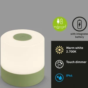 Briloner Lampe à poser LED rechargeable Smal, vert, 2.700K, intensité variable^ Lampes Décoratives
