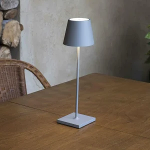 FARO BARCELONA Lampe à poser LED Toc chargeur USB, IP54, grise^ Lampes Décoratives
