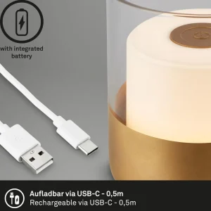 Briloner Lampe batterie LED 7483 IP44 variateur, dorée^ Lampes Décoratives