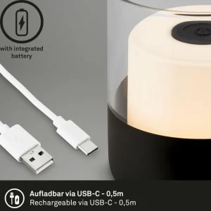 Briloner Lampe batterie LED 7483 IP44 variateur, noire^ Lampes Décoratives