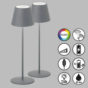 FH Lighting Lampe batterie LED Cosenza x2 gris sable H 38 cm^ Lampes Décoratives