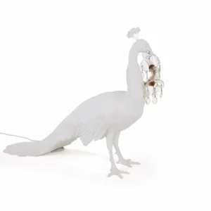 SELETTI Lampe déco LED Peacock Lamp blanche, cristal verre^ Lampes Décoratives