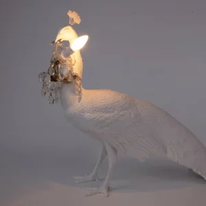 SELETTI Lampe déco LED Peacock Lamp blanche, cristal verre^ Lampes Décoratives