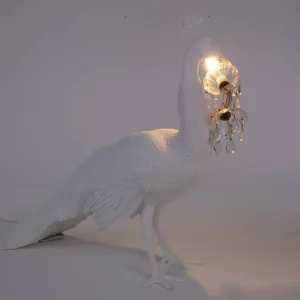 SELETTI Lampe déco LED Peacock Lamp blanche, cristal verre^ Lampes Décoratives