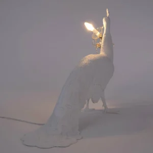 SELETTI Lampe déco LED Peacock Lamp blanche, cristal verre^ Lampes Décoratives