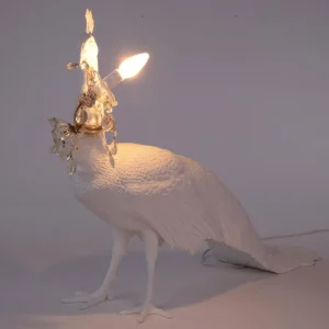 SELETTI Lampe déco LED Peacock Lamp blanche, cristal verre^ Lampes Décoratives